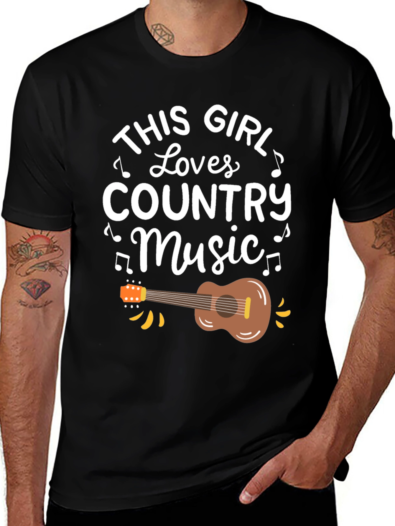 This Girl Loves Country Music Black T-Shirt