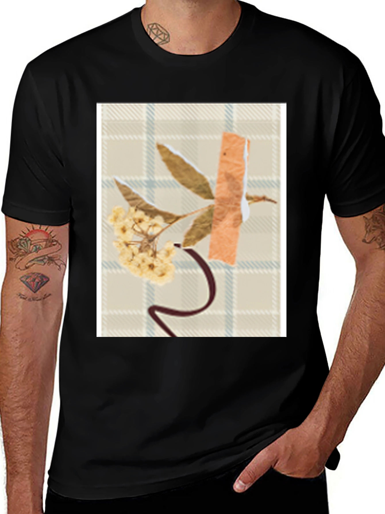 Variant 8 of Floral Collage Graphic T-Shirt - Modern Abstract Design