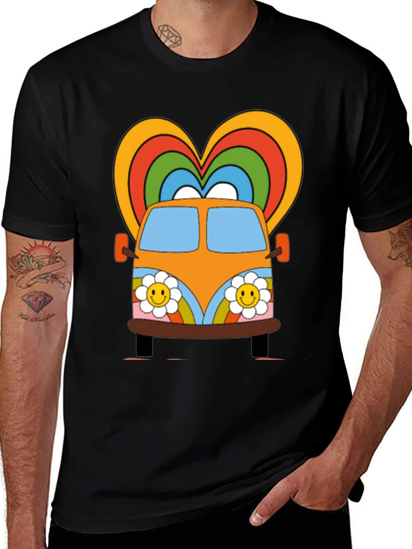 Variant 3 of Retro Hippie Van Heart Graphic Tee