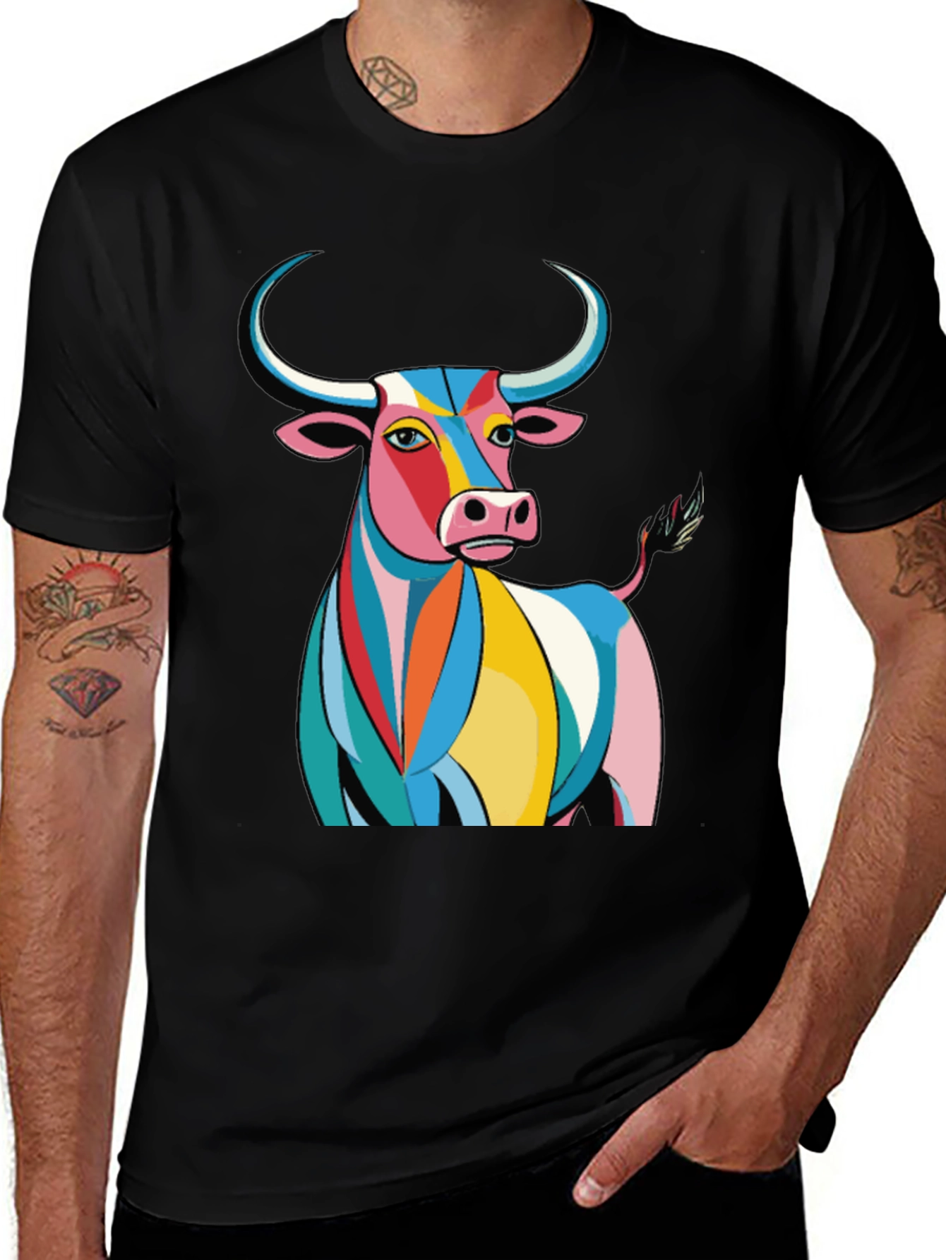 Variant 13 of Bold Graphic Bull Tee - Black