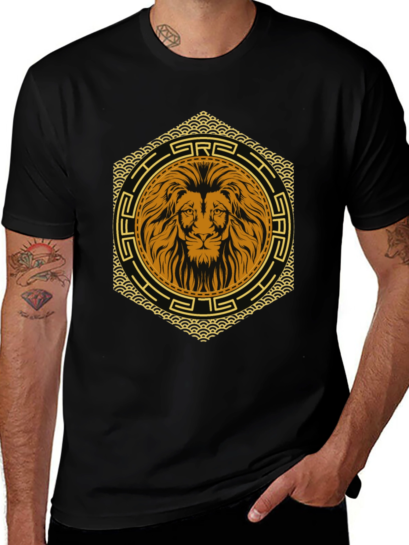Lion Emblem Black T-Shirt - Graphic Print Tee