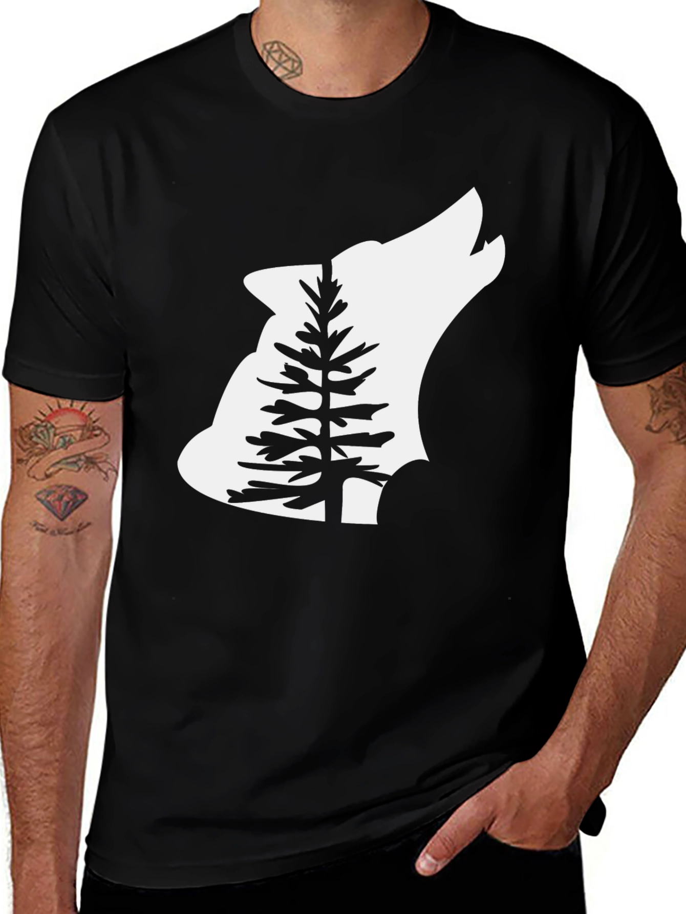 Variant 13 of Wolf Pine Graphic T-Shirt - Black