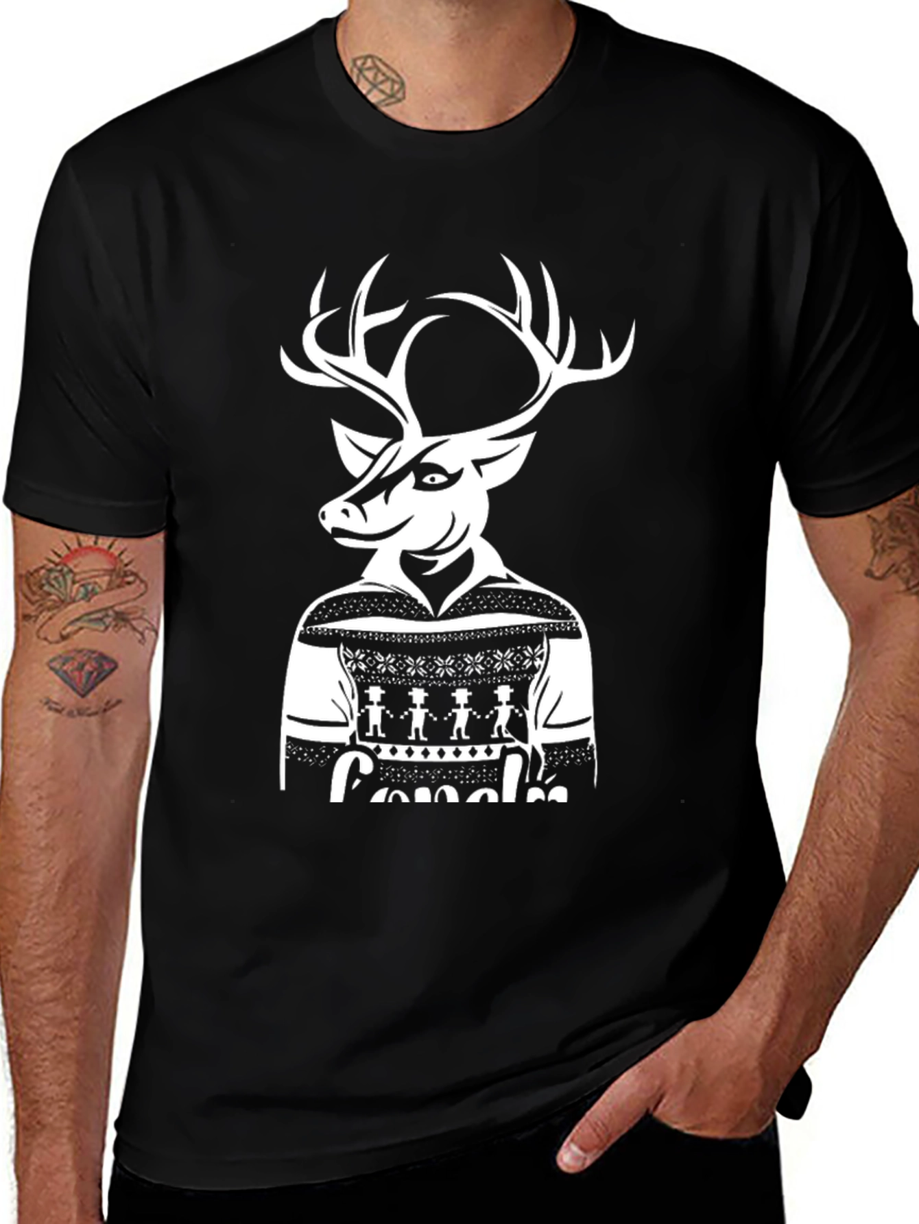 Variant 30 of Festive Deer Graphic Tee - Holiday Style