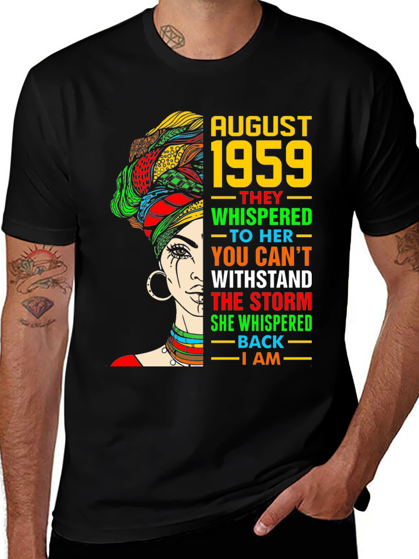 Variant 12 of August 1959 Birthday Queen Black T-Shirt