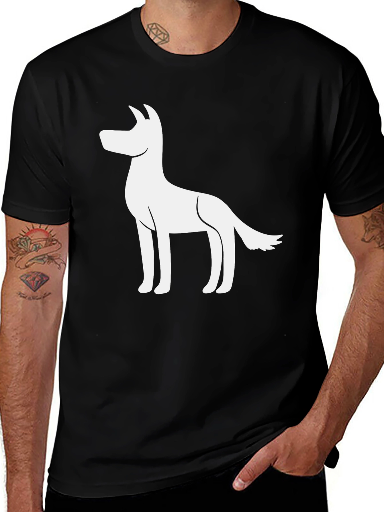 Variant 16 of Dog Graphic T-Shirt - Black Cotton Blend Tee