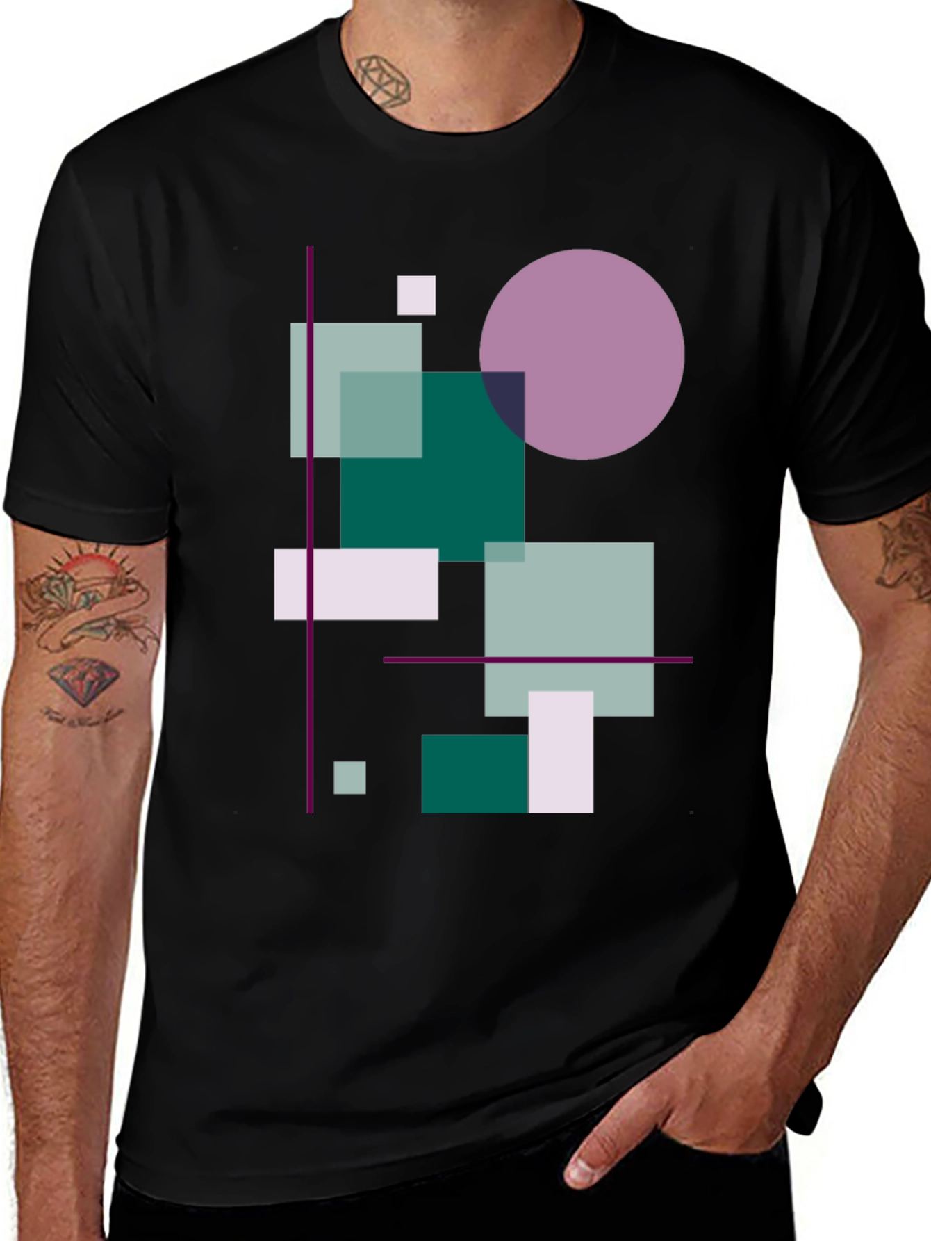 Variant 20 of Abstract Geometric Graphic Print Tee - Modern Art Shirt