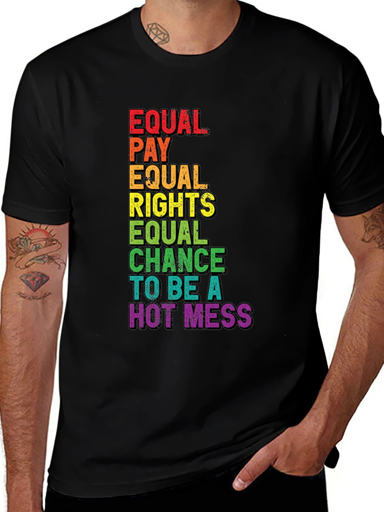 Variant 23 of Equality Rainbow T-Shirt - Equal Rights, Pay, Chance