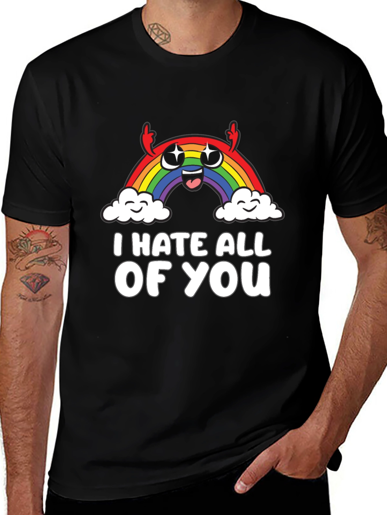Variant 22 of I Hate All Of You Rainbow Graphic Tee - Sarcastic Humor T-Shirt