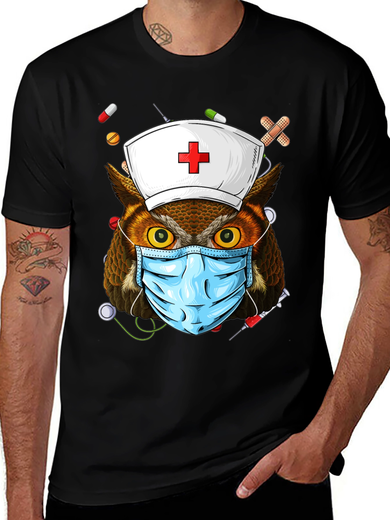 Variant 7 of Nurse Owl T-Shirt - Novelty Design