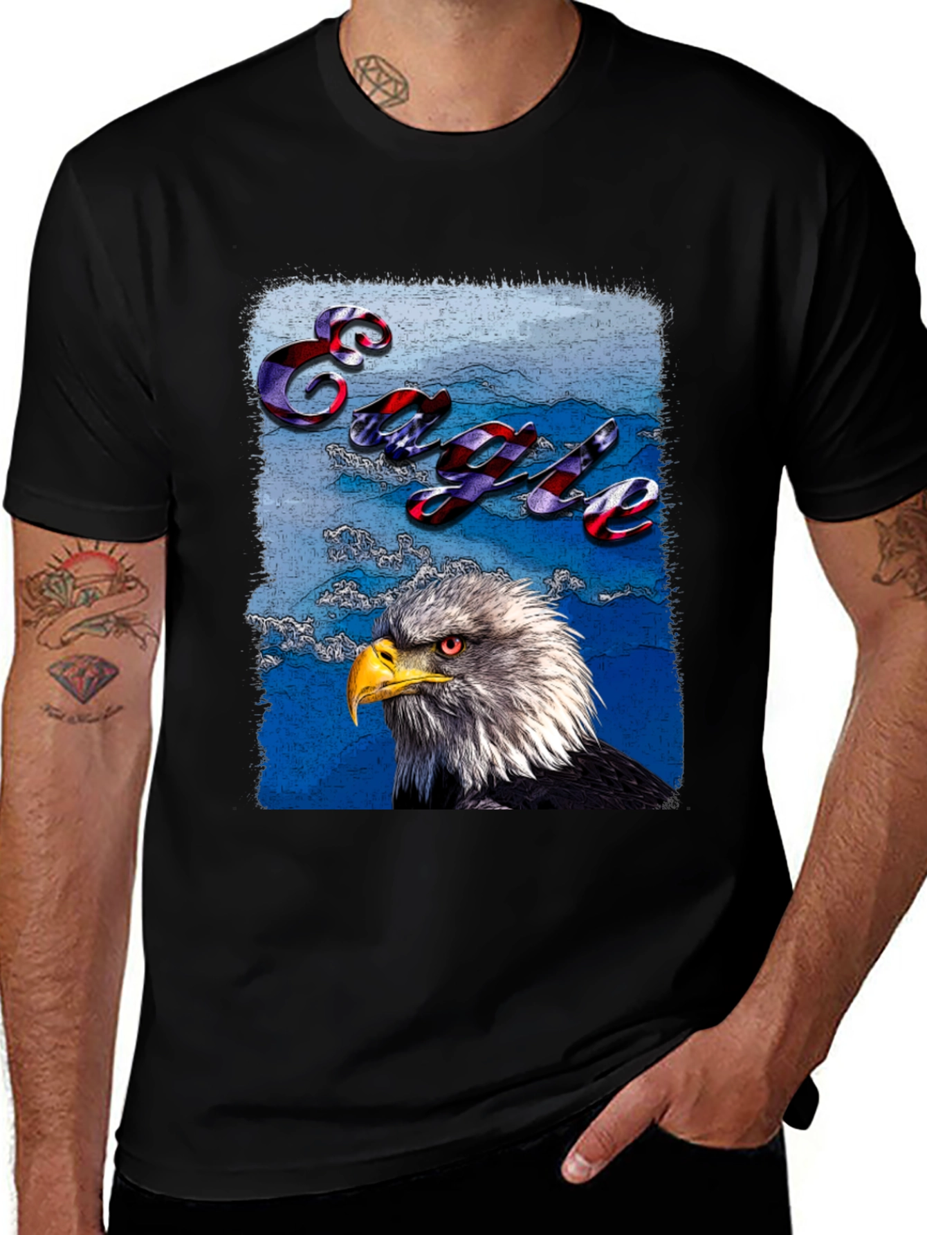 Variant 13 of Eagle Graphic Print Black T-Shirt