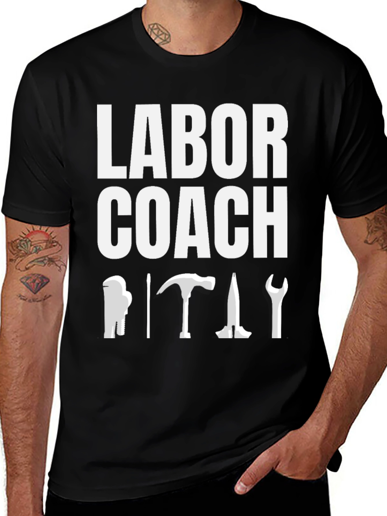 Variant 22 of Labor Coach T-Shirt: Tool-Themed Construction Tee