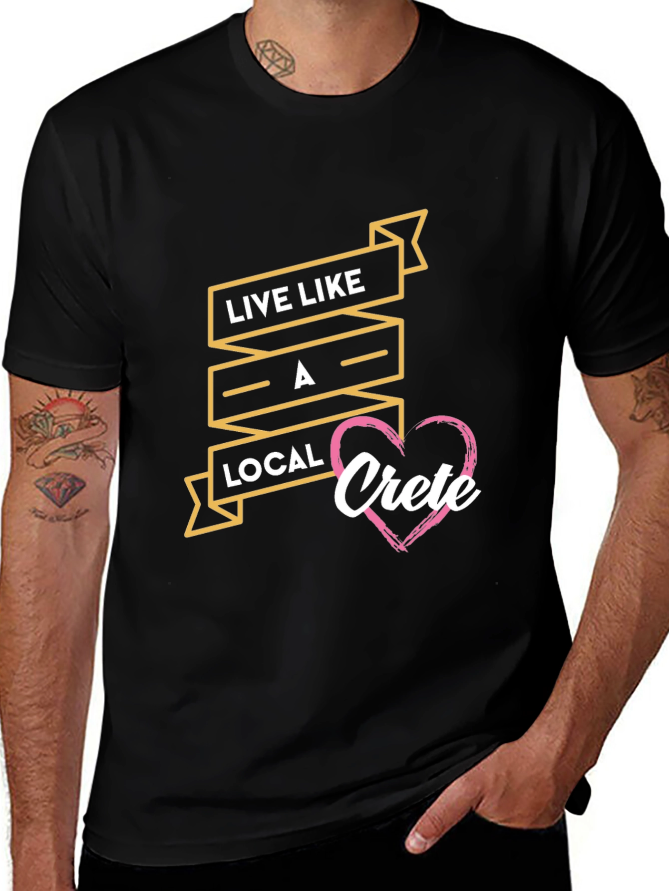 Variant 3 of Live Like A Local Crete Black T-Shirt