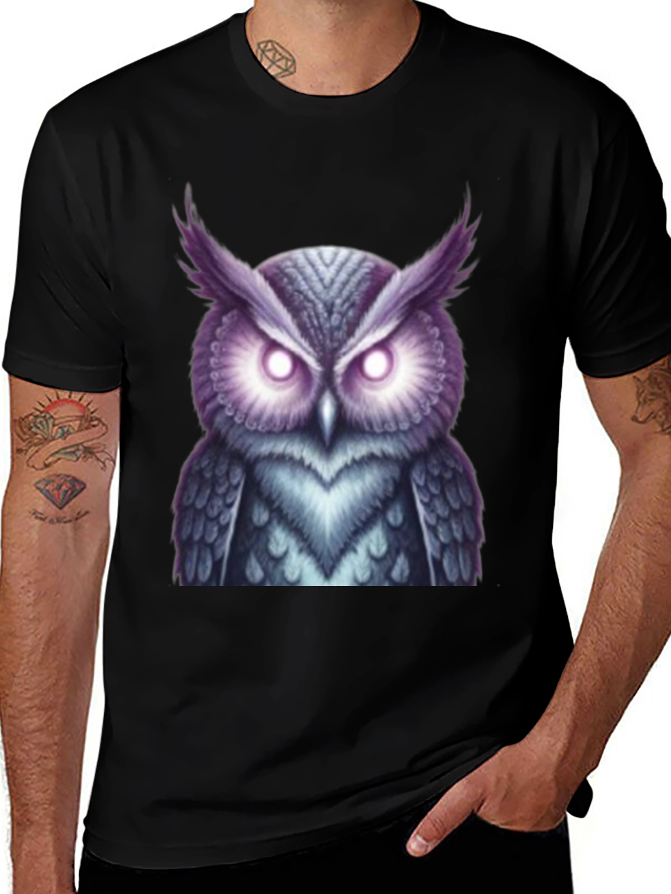 Mystic Owl Graphic Tee - Black Cotton