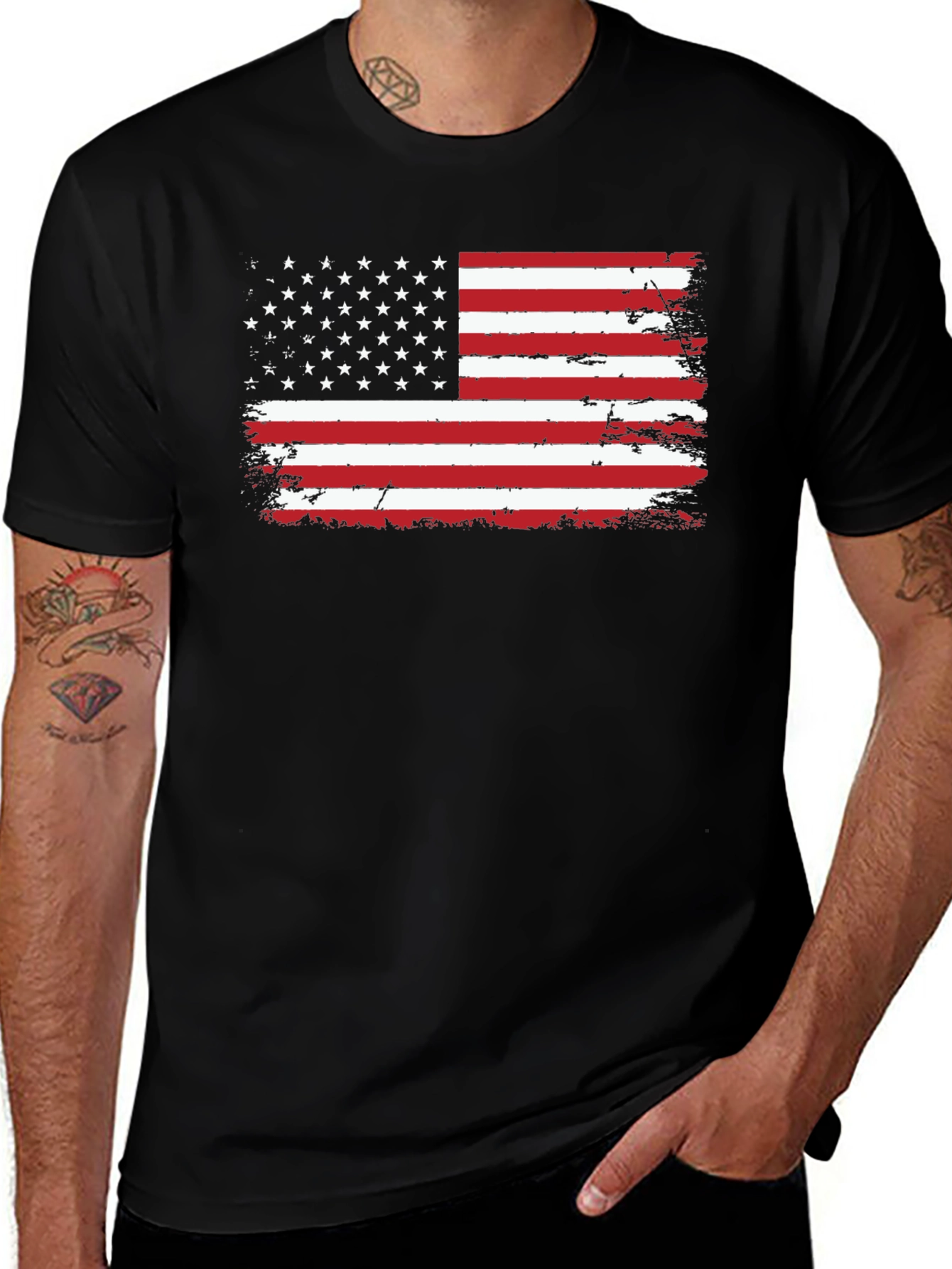 Variant 13 of Distressed American Flag Graphic Tee - Patriotic Style