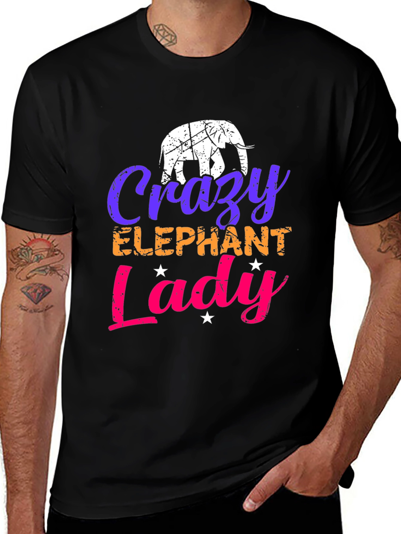 Variant 19 of Crazy Elephant Lady Graphic Tee