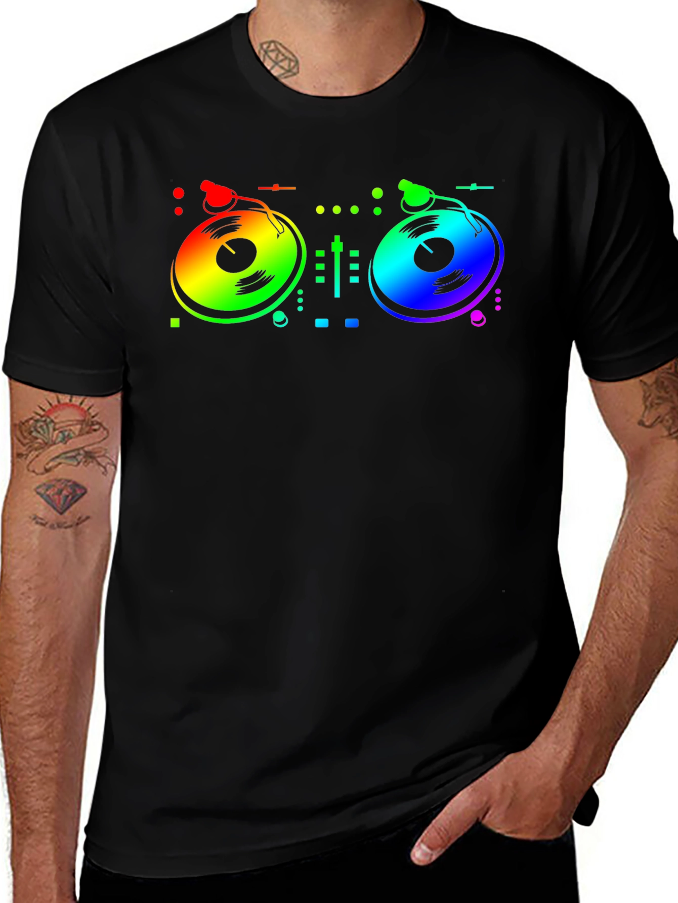 Variant 15 of Rainbow DJ Turntable Graphic T-Shirt