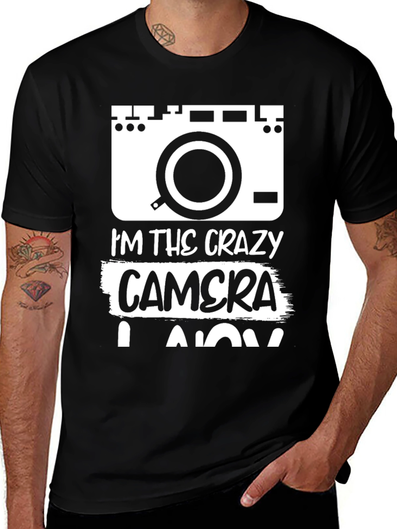 Variant 10 of Crazy Camera Lover Black T-Shirt
