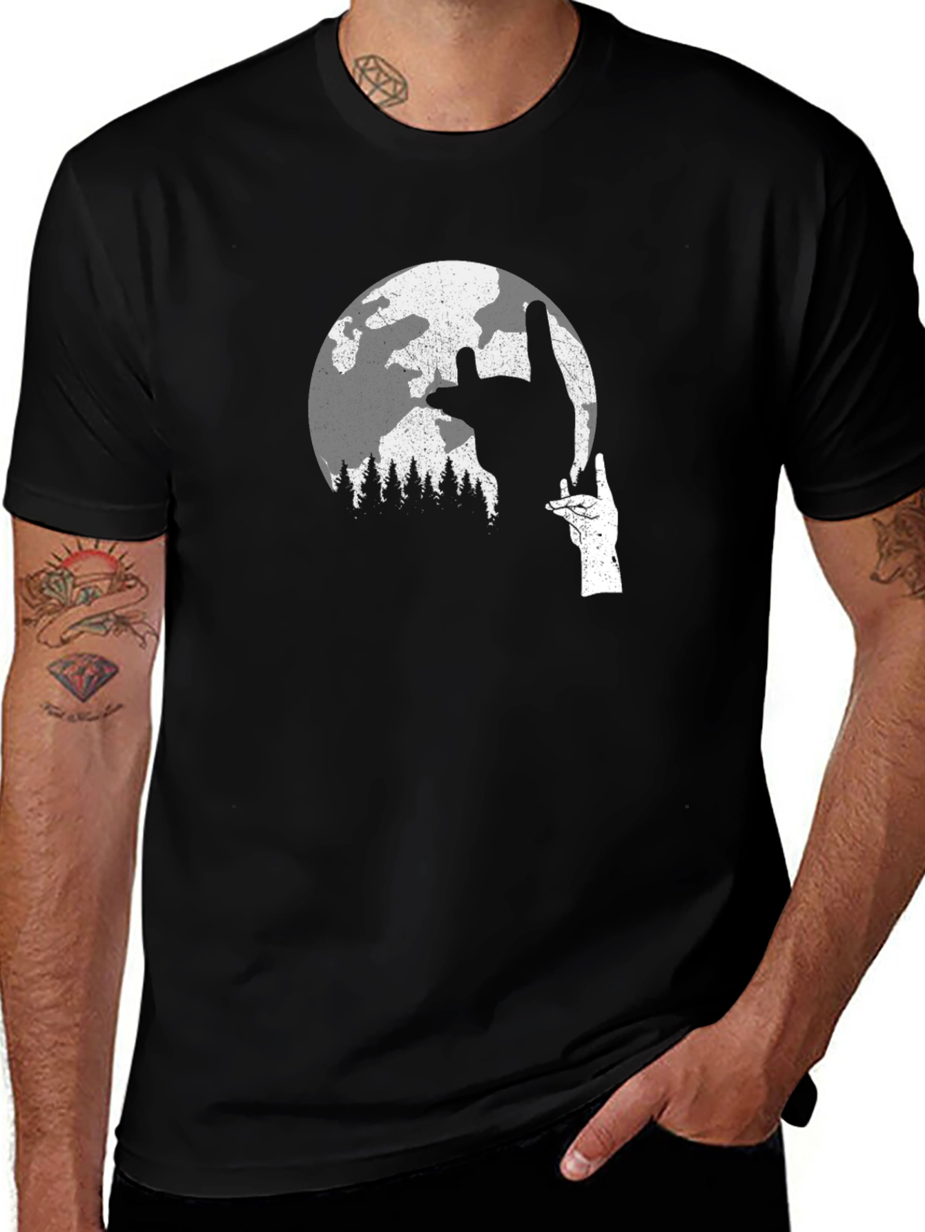 Variant 30 of Rock On Moon Graphic Tee - Black