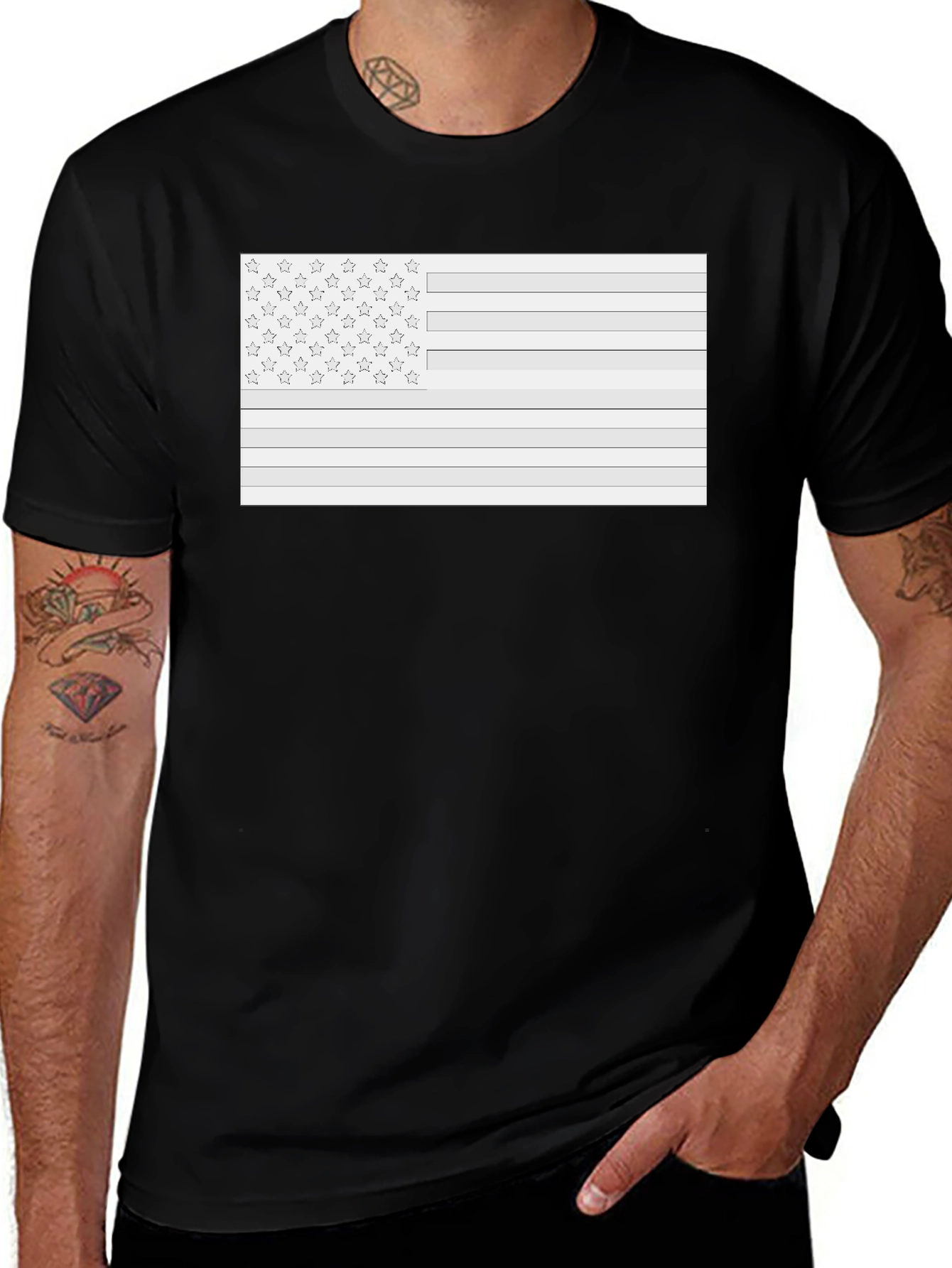 Variant 3 of American Flag Graphic Tee - Black Cotton Blend