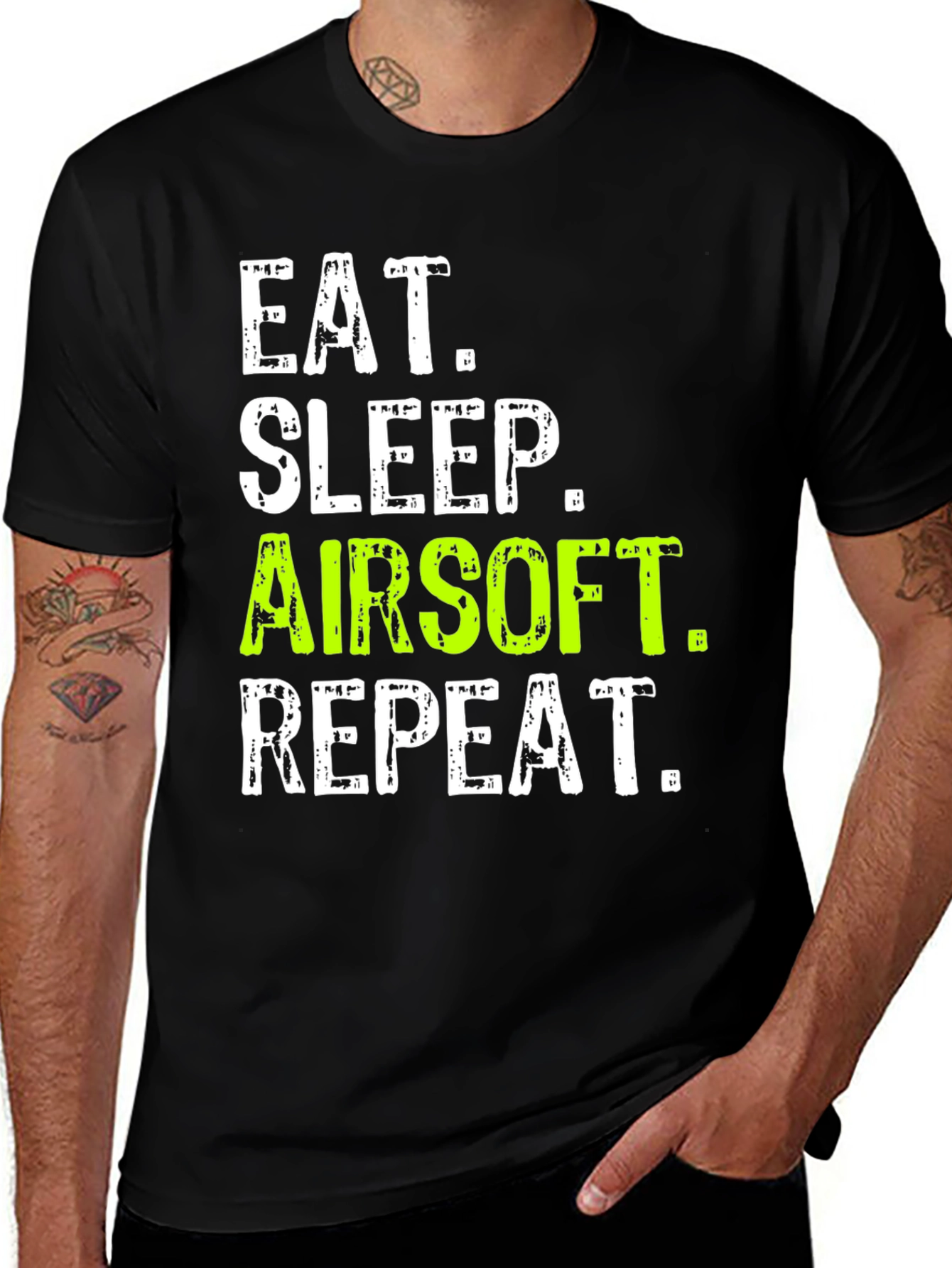 Eat Sleep Airsoft Repeat Black T-Shirt