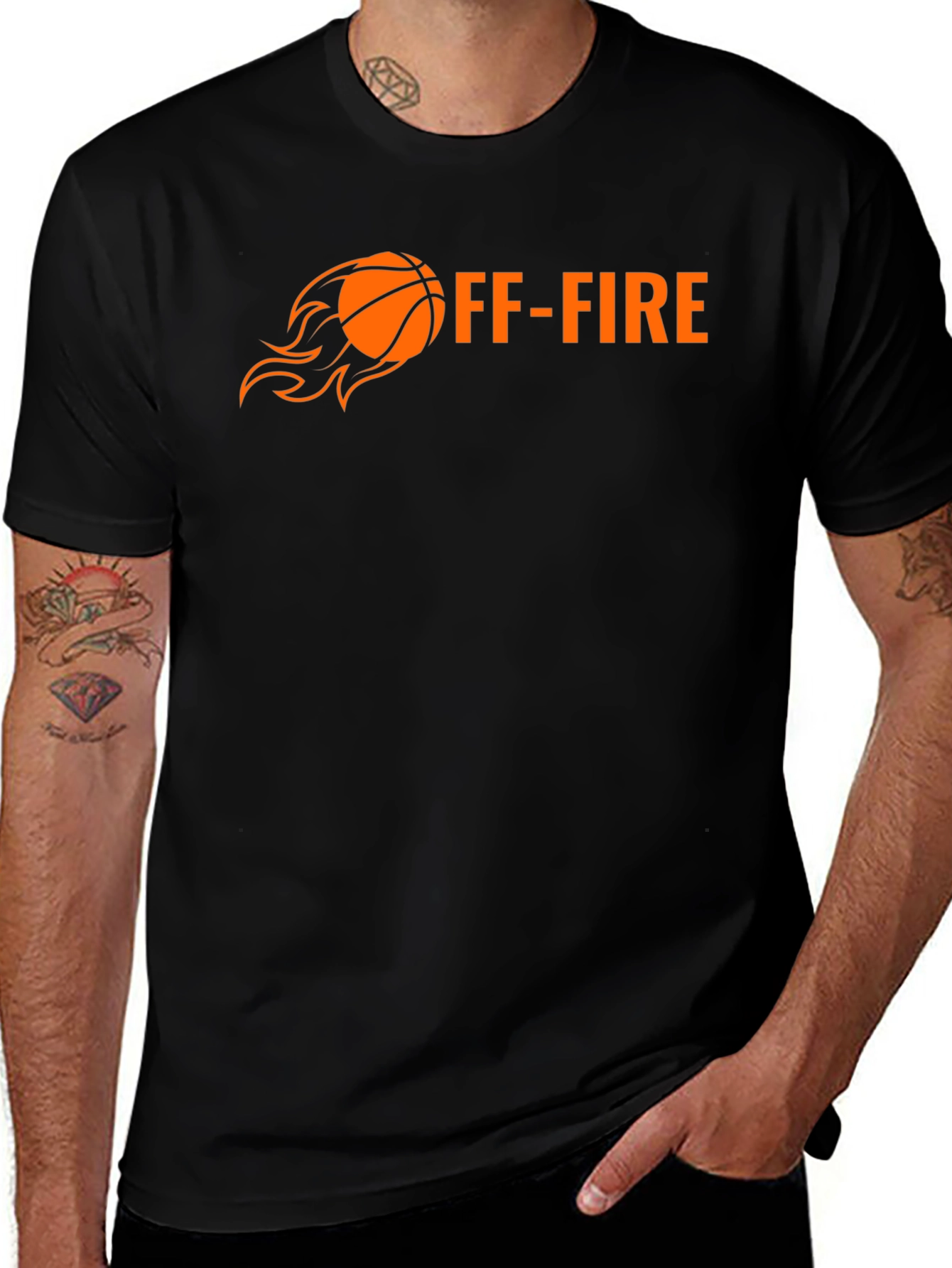 Variant 16 of Off-Fire Basketball Graphic Tee - Cool Black T-Shirt