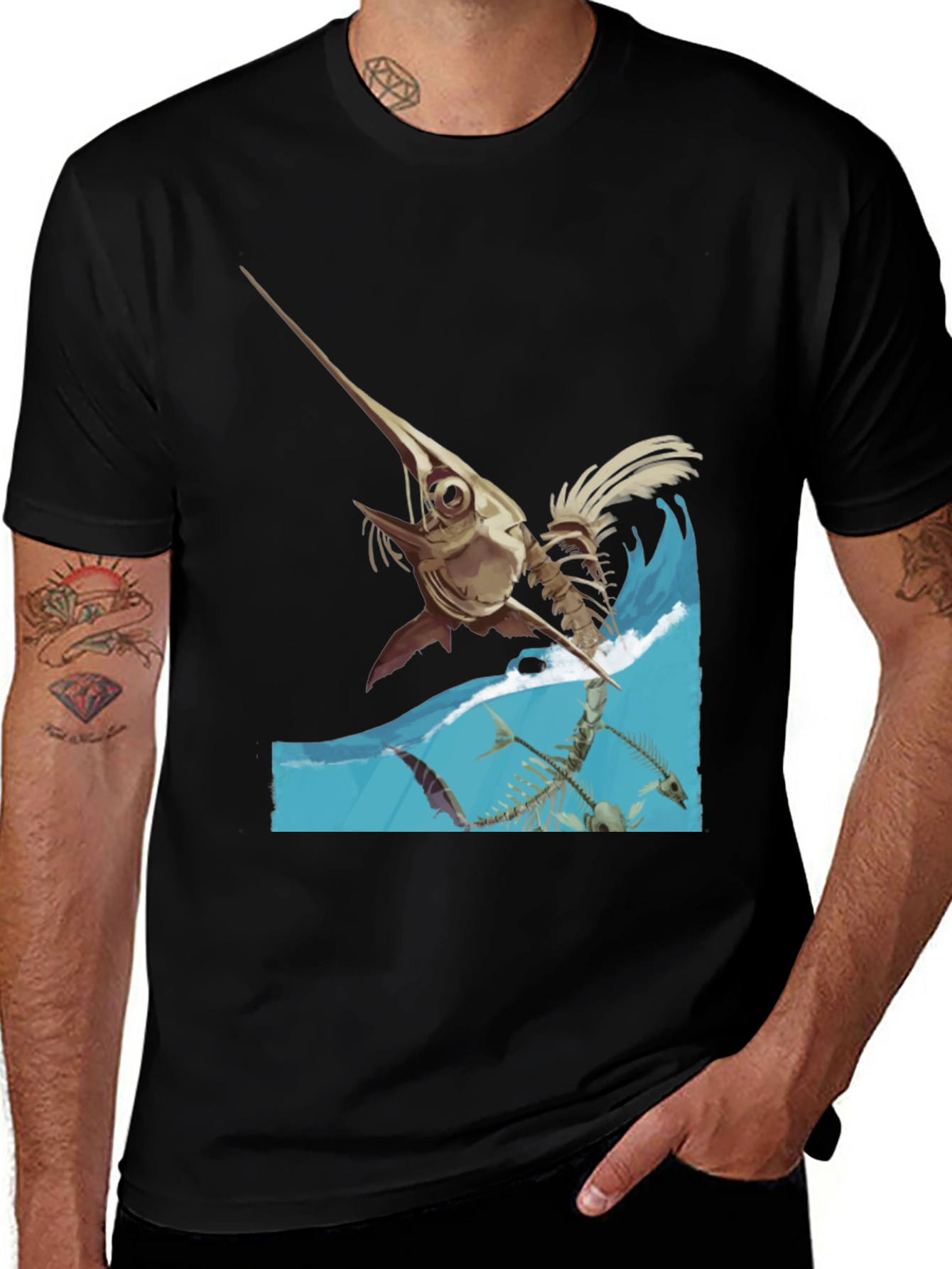 Variant 11 of Swordfish Skeleton Graphic Tee