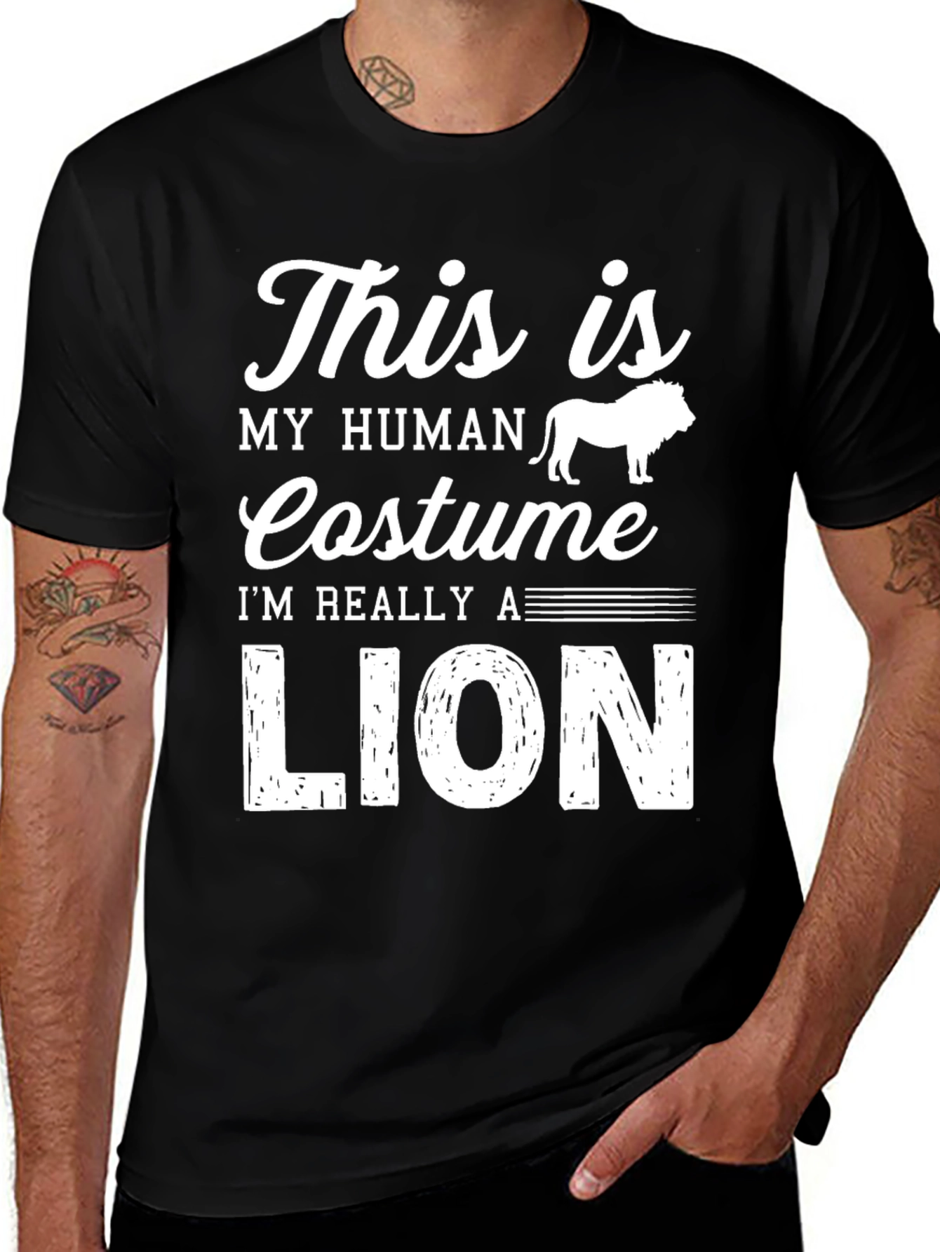 Variant 22 of Funny Human Costume I'm Really A Lion T-Shirt
