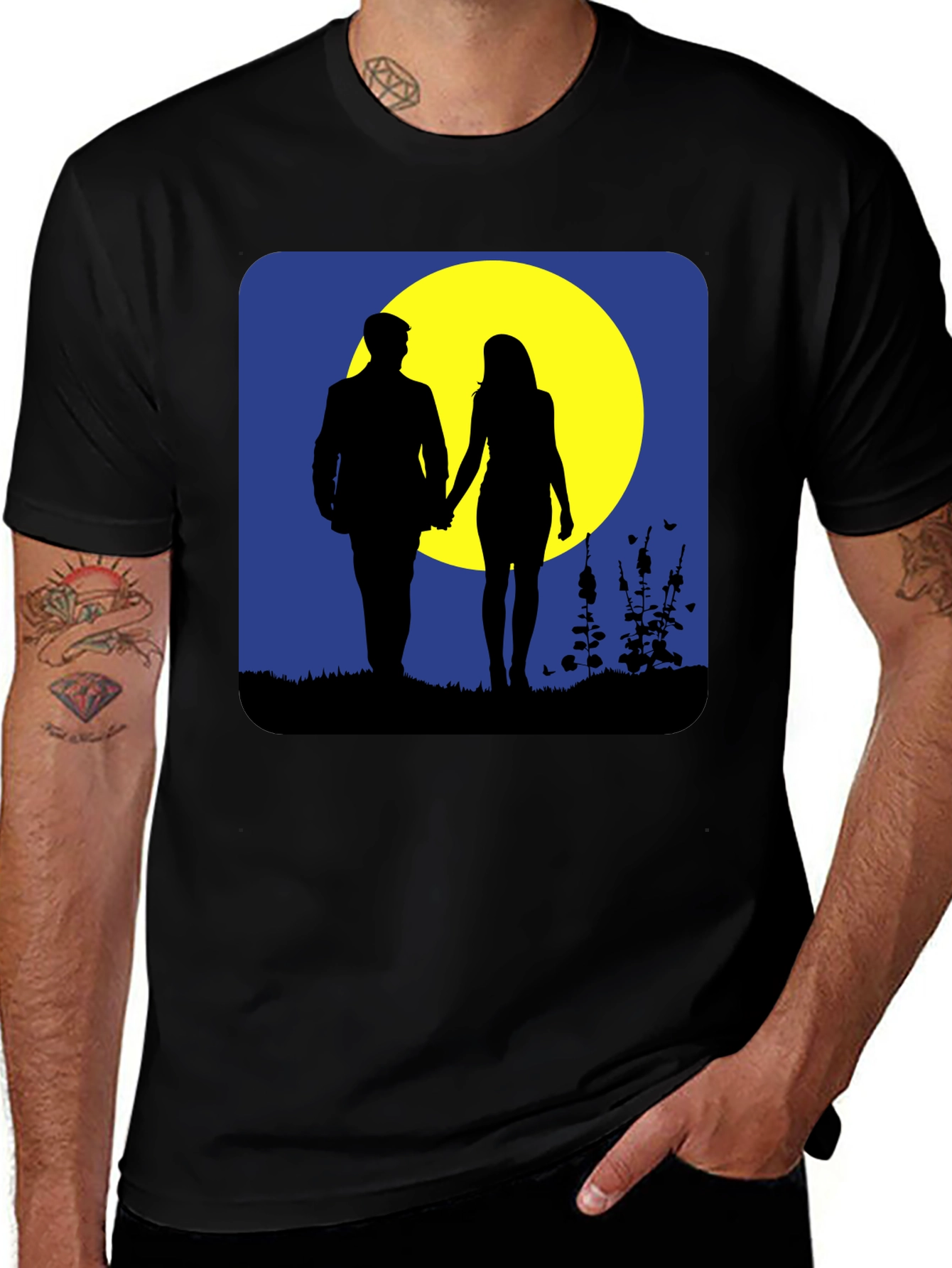 Romantic Moonlight Walk Graphic T-Shirt
