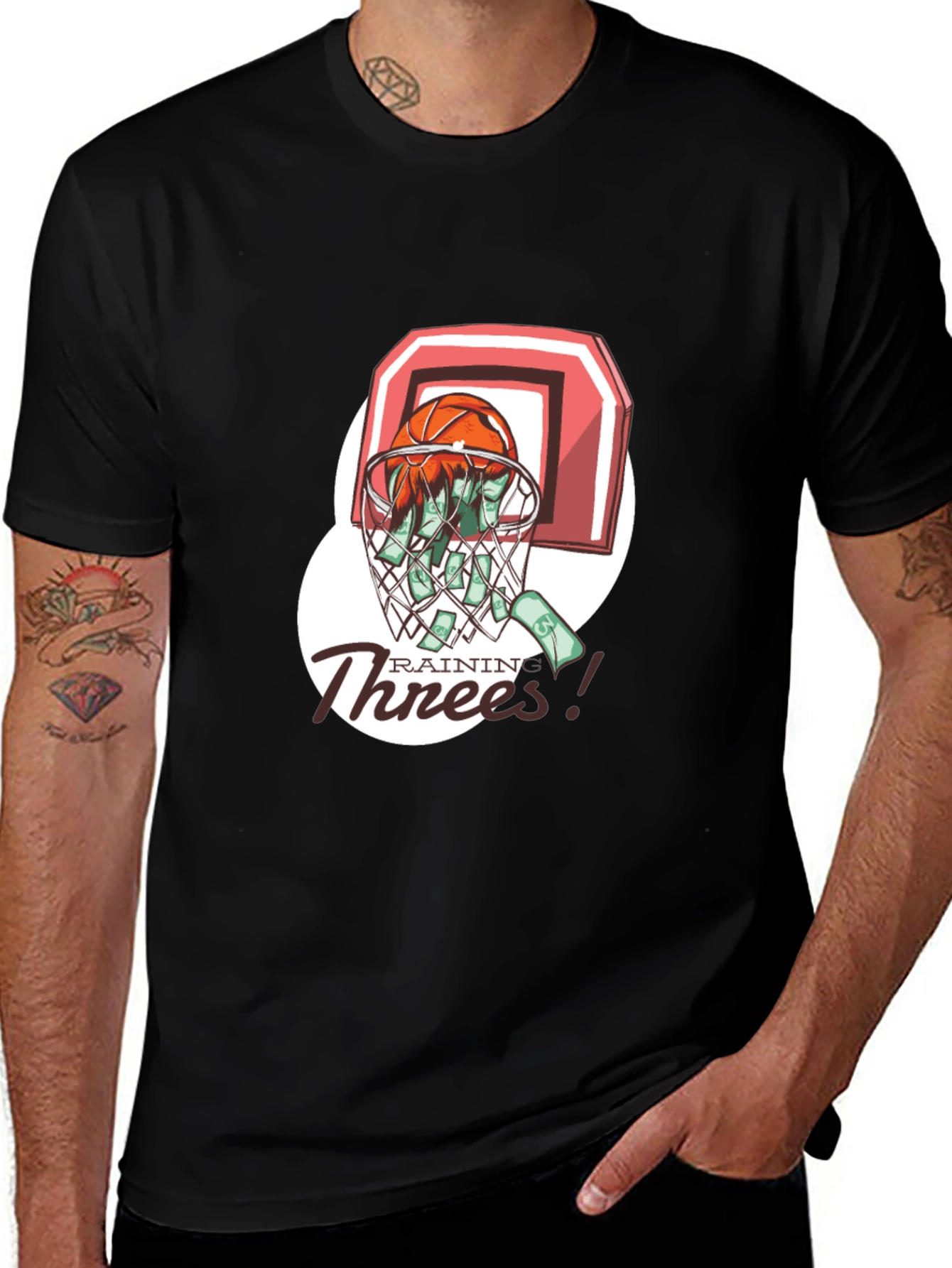 Variant 15 of Rainin Threes Basketball Graphic Tee