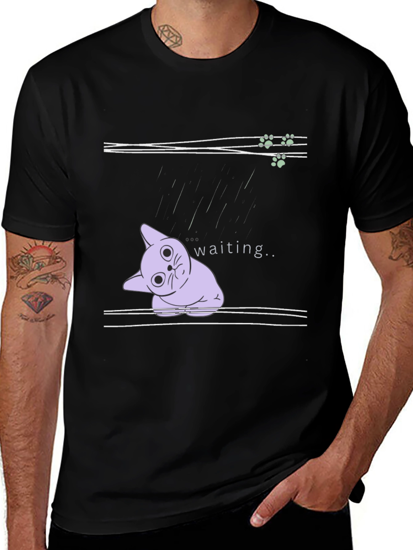 Variant 28 of Waiting Cat T-Shirt - Cute & Comfy Cotton Tee