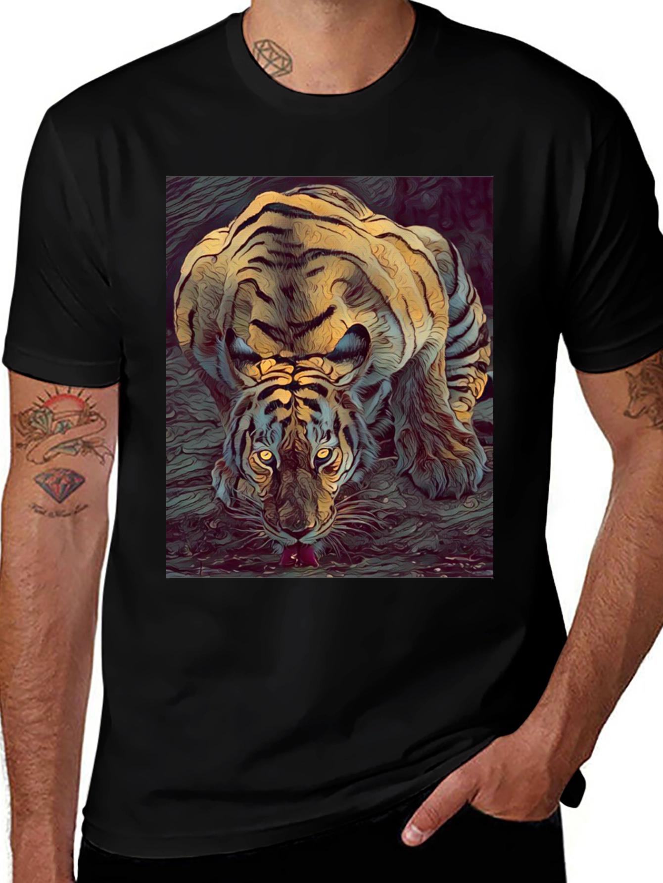 Variant 19 of Tiger Graphic Print Black T-Shirt