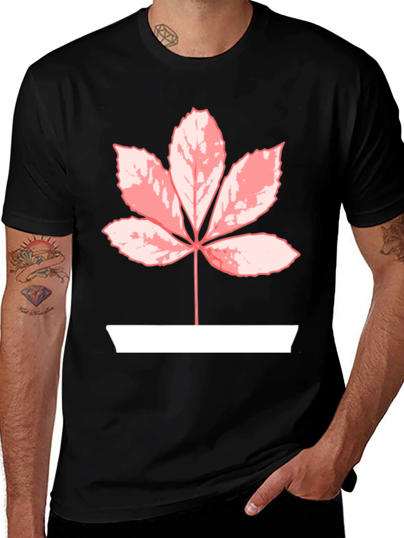 Variant 4 of Leaf Graphic Tee - Black Casual Shirt