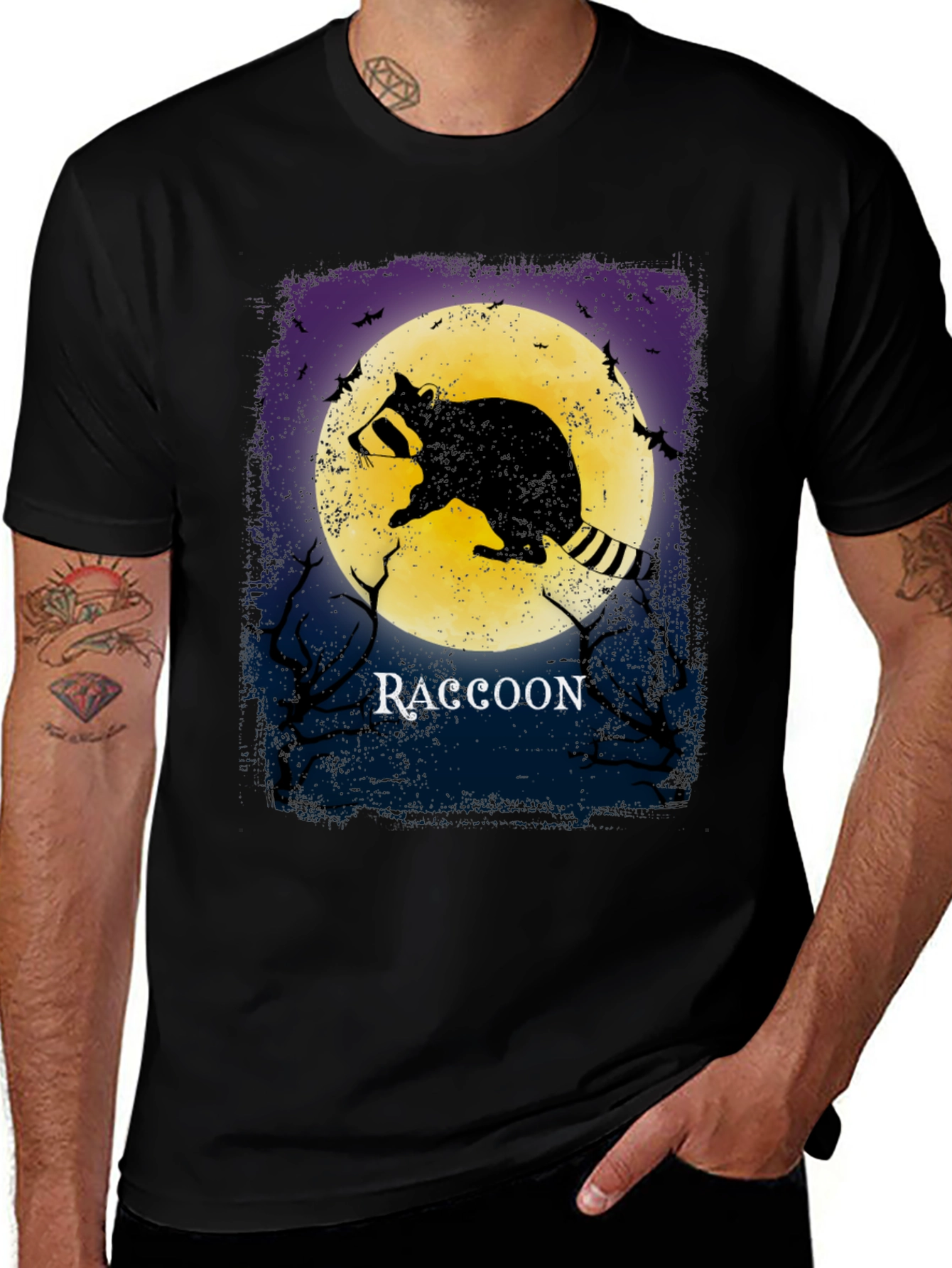 Variant 27 of Raccoon Moon T-Shirt - Halloween Style