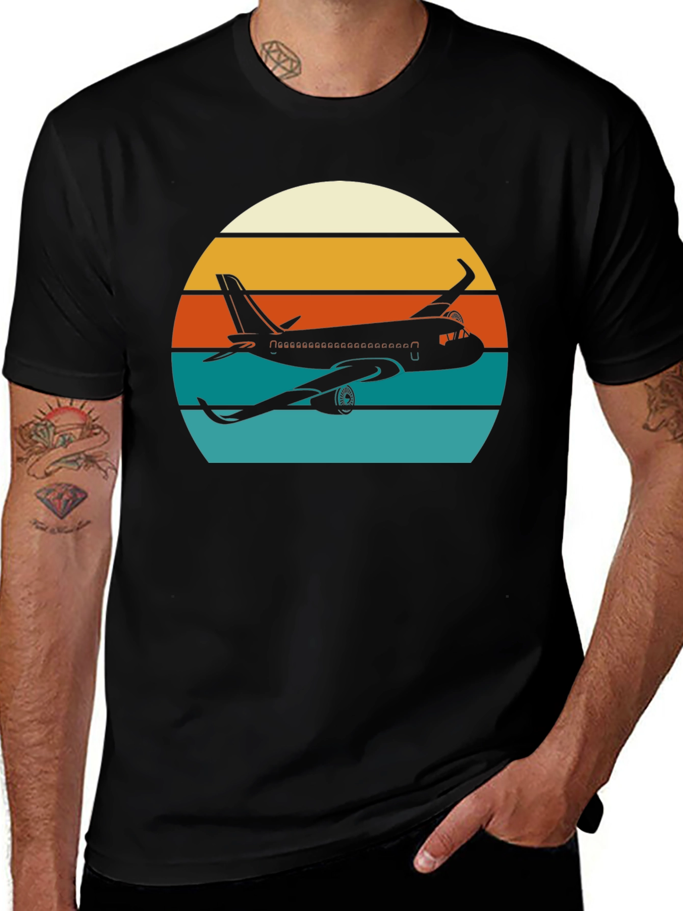 Variant 7 of Retro Airplane Sunset T-Shirt - Aviation Tee