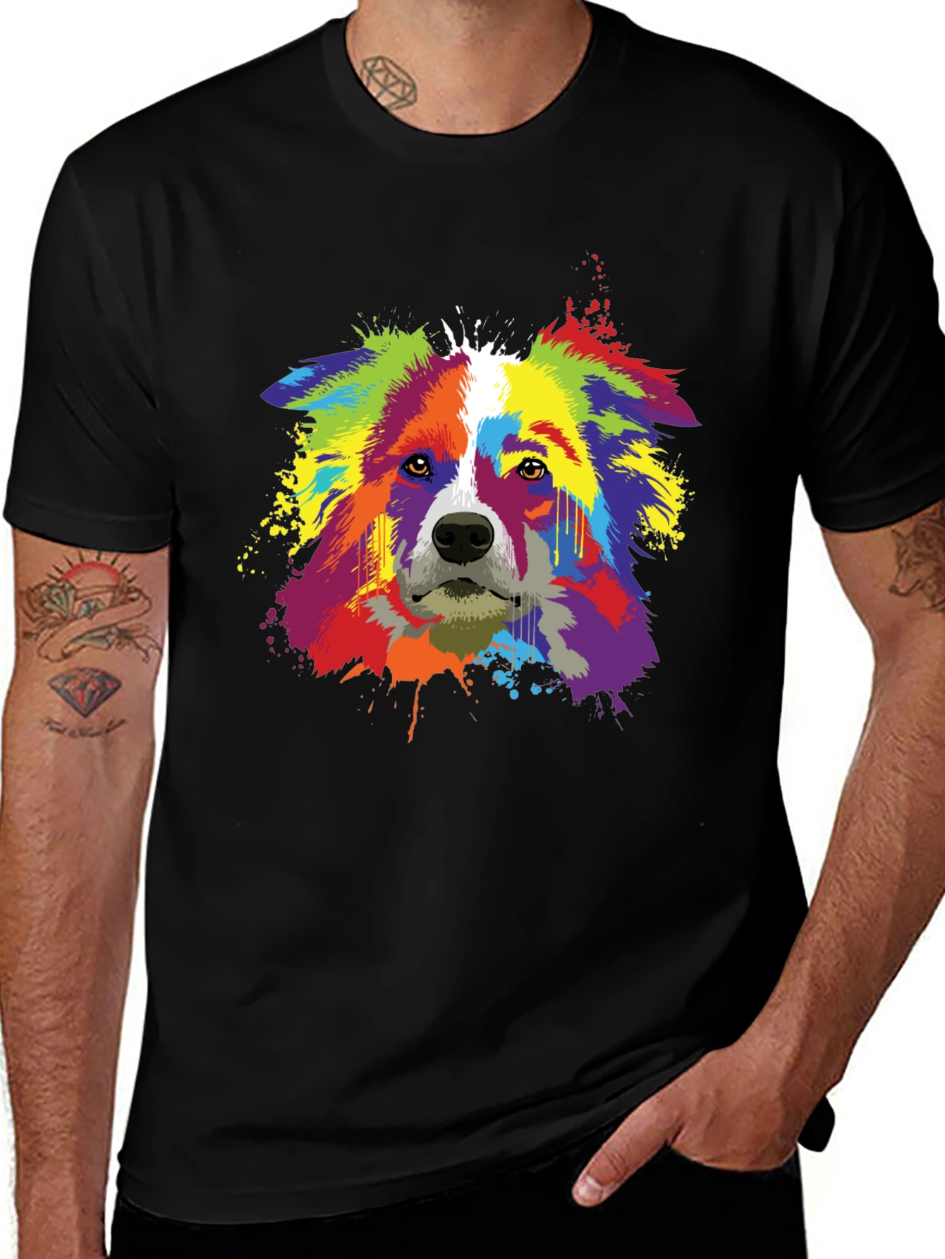 Variant 10 of Colorful Dog T-Shirt - Abstract Border Collie Art Tee
