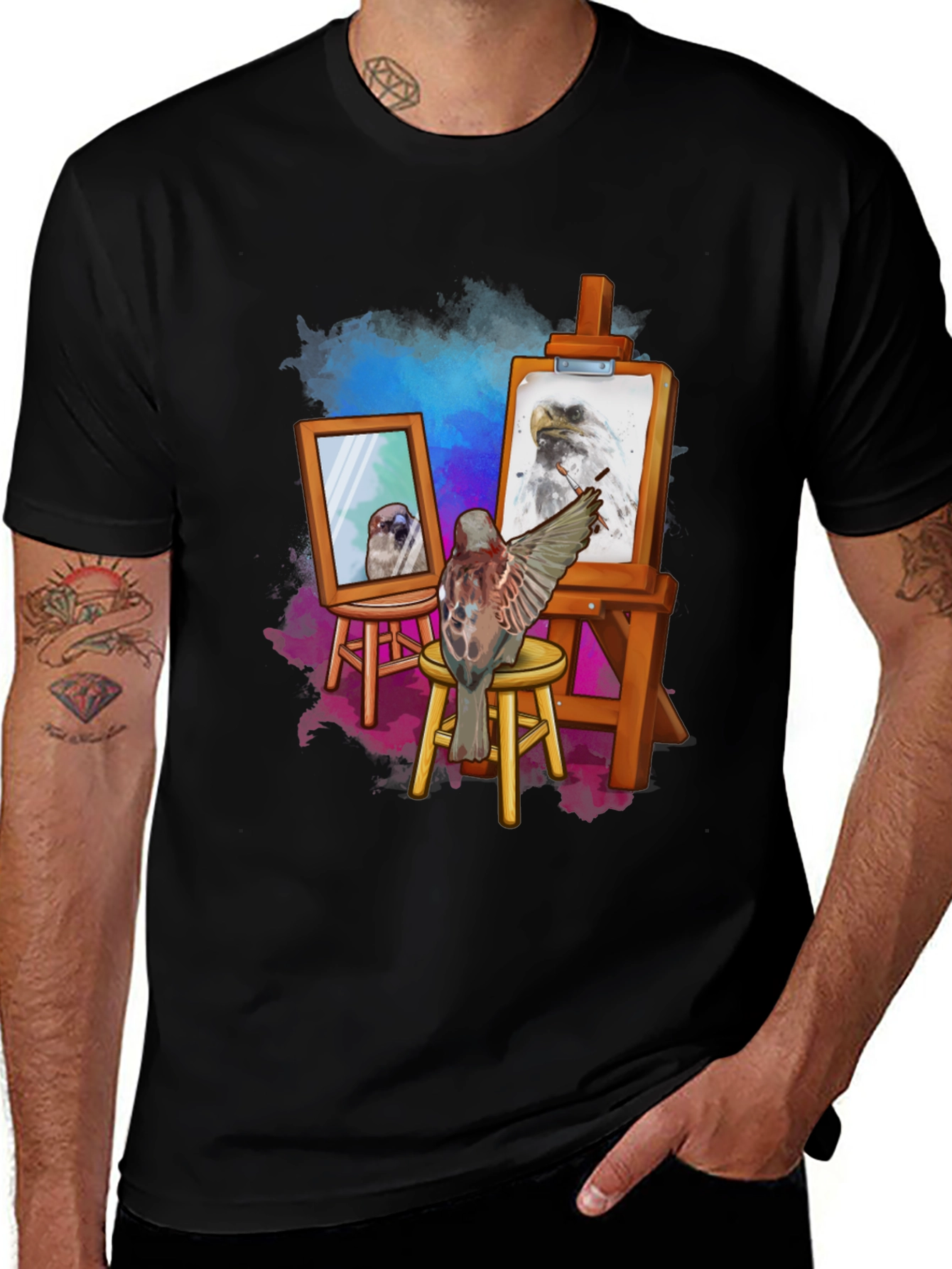 Variant 15 of Artist Bird Graphic T-Shirt - Creative Bird Art