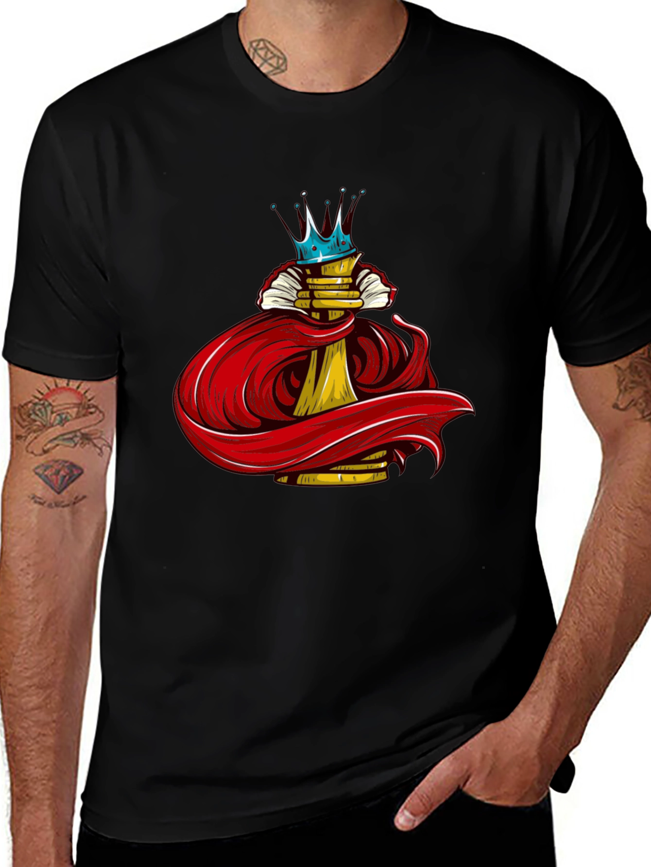Variant 24 of Crowned Chess Piece Black Graphic Tee