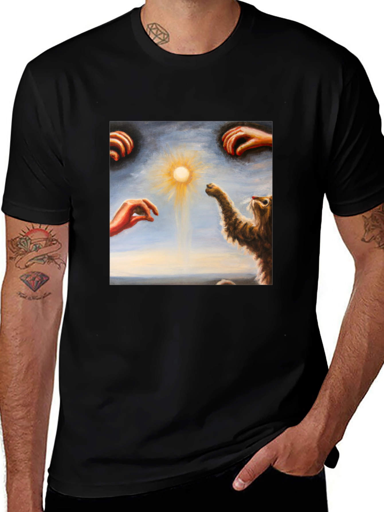 Variant 2 of Cat Reaching for Sun T-Shirt
