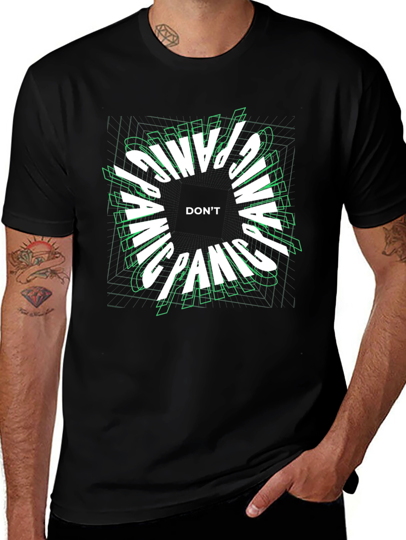 Variant 7 of Don't Panic Graphic Tee - Black T-Shirt