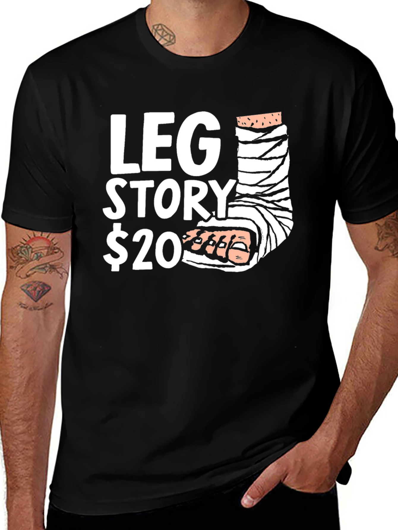 Variant 14 of Funny "Leg Story" Graphic T-Shirt