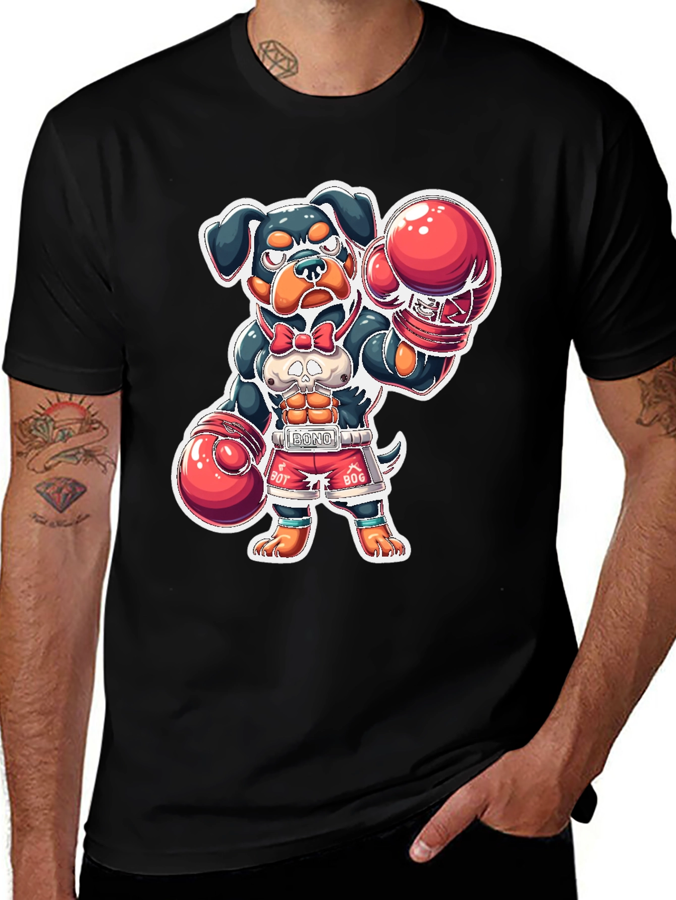 Dog Boxer Graphic Tee - Black