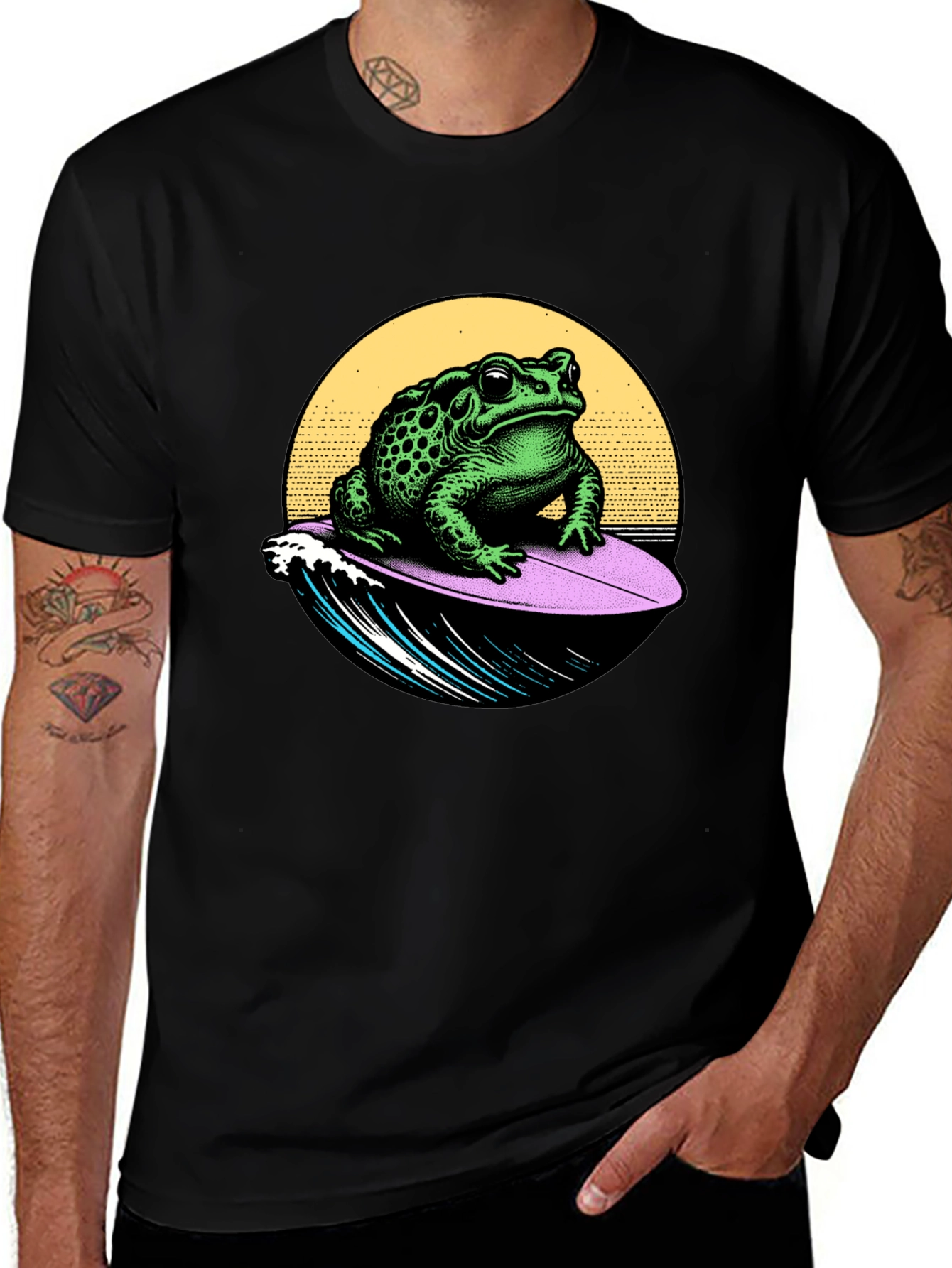 Variant 24 of Surfing Toad Graphic T-Shirt - Black