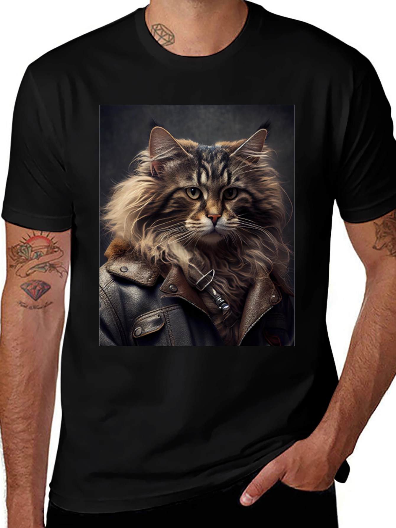 Variant 26 of Cool Cat Biker T-Shirt
