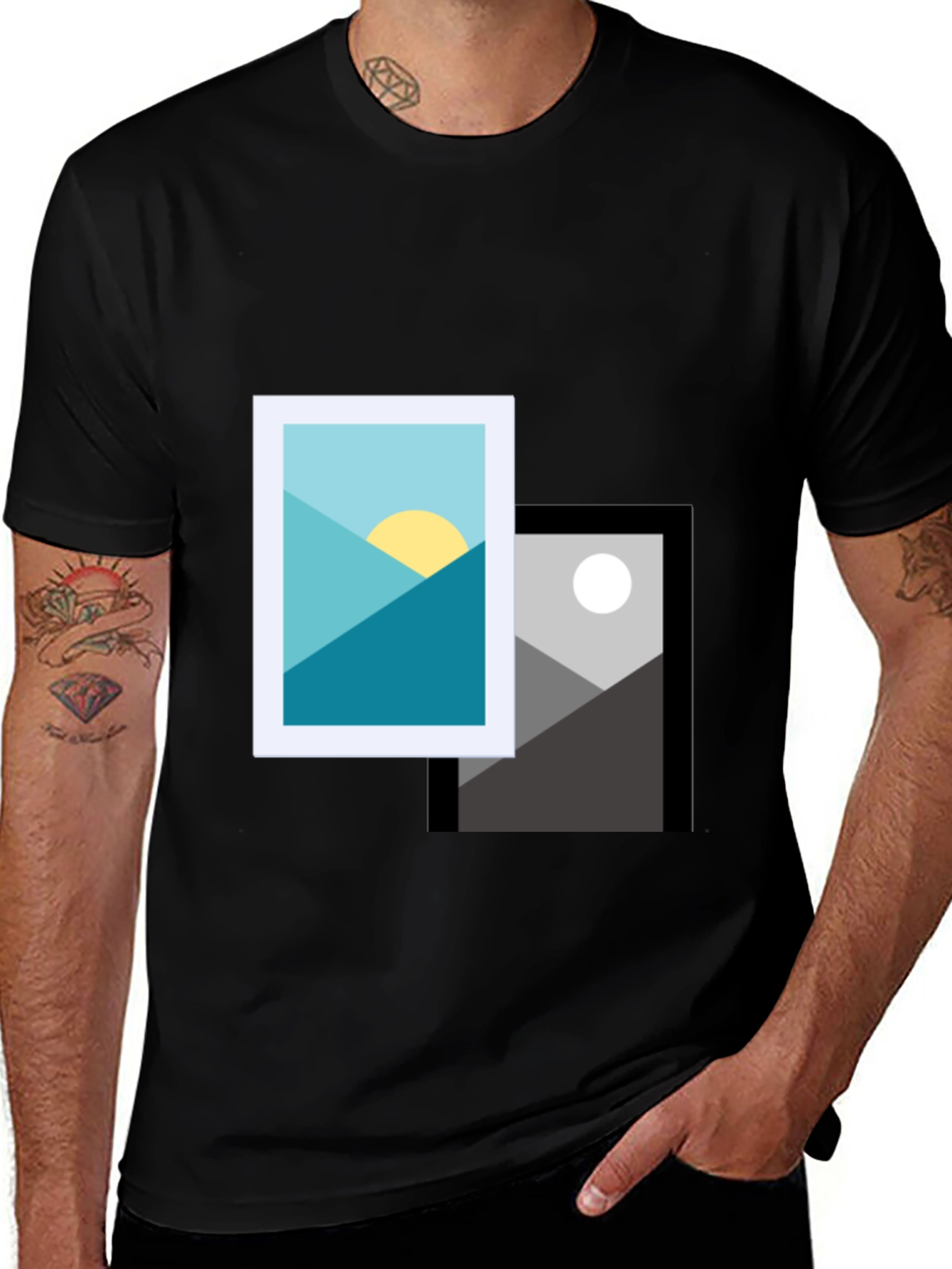 Variant 21 of Geometric Landscape Graphic Tee - Modern Art Shirt