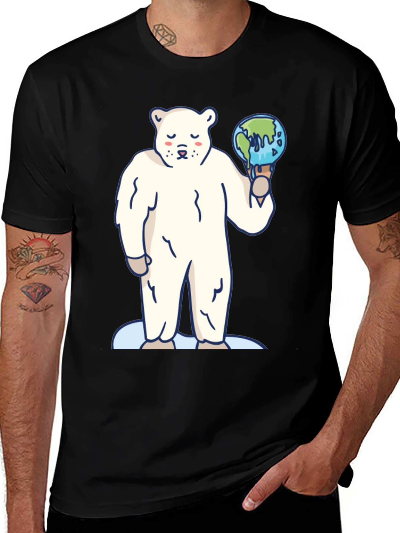 Polar Bear Melting Earth T-Shirt - Global Warming Awareness