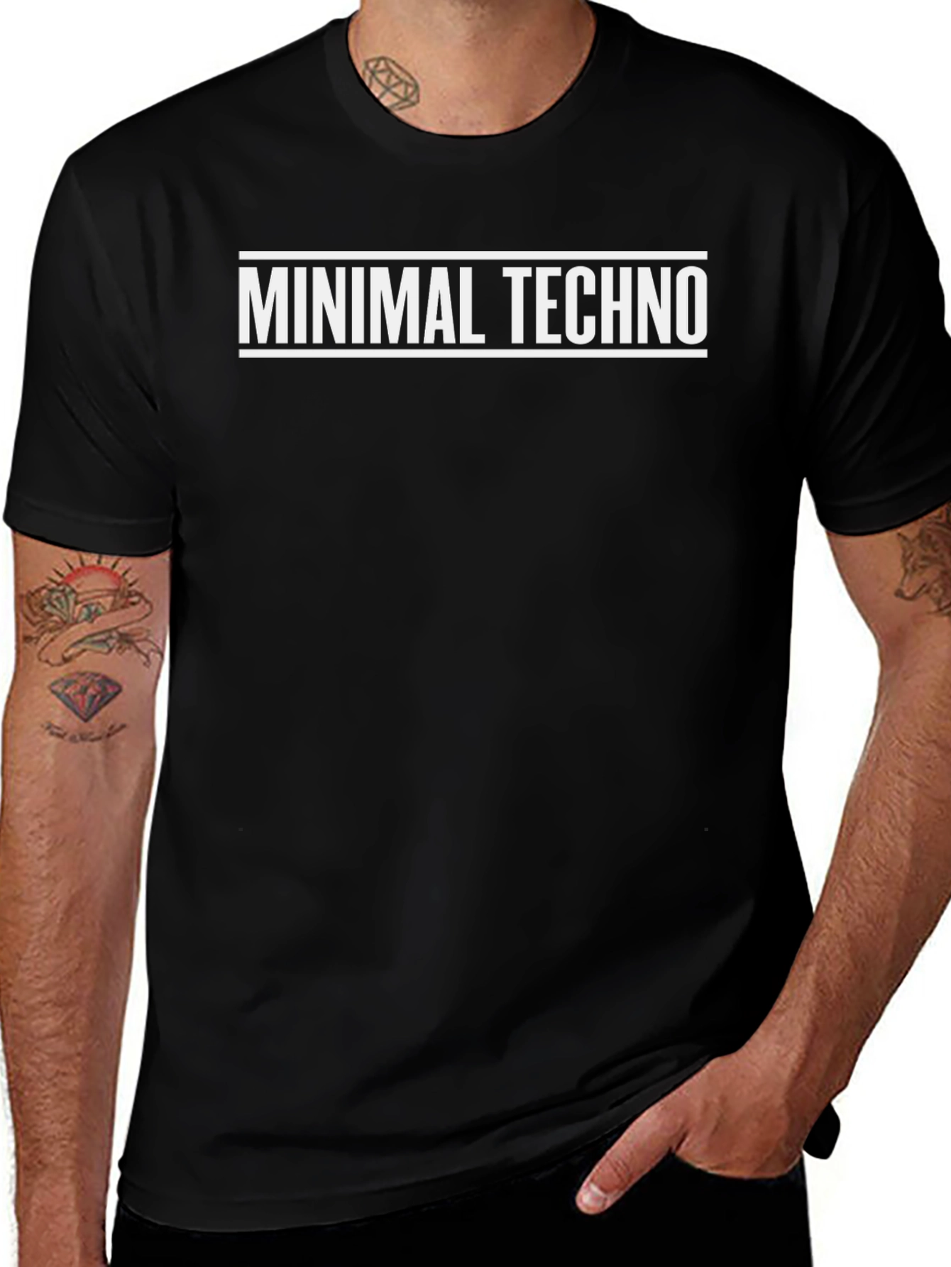 Variant 18 of Minimal Techno Graphic Tee - Black Cotton T-Shirt