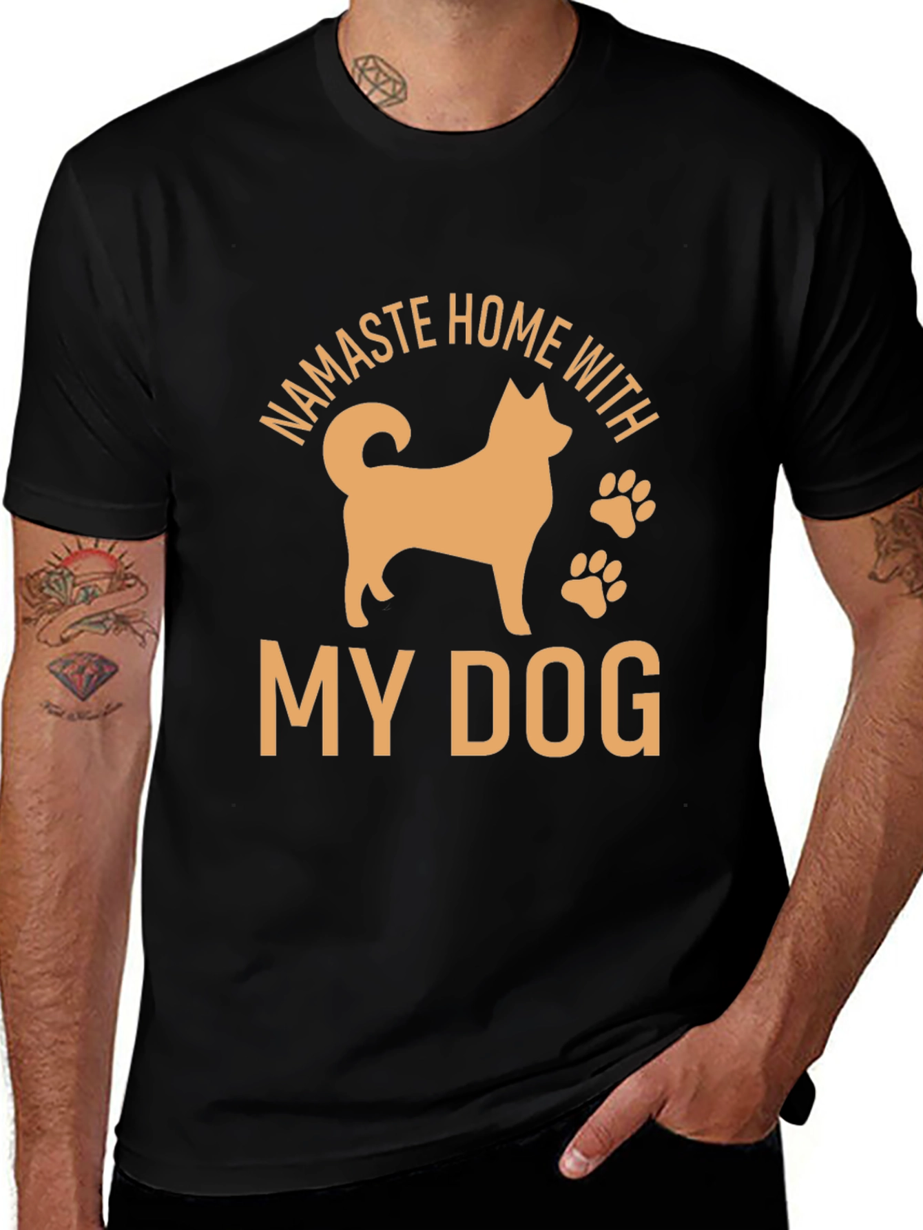 Variant 22 of Namaste Home With My Dog T-Shirt - Black