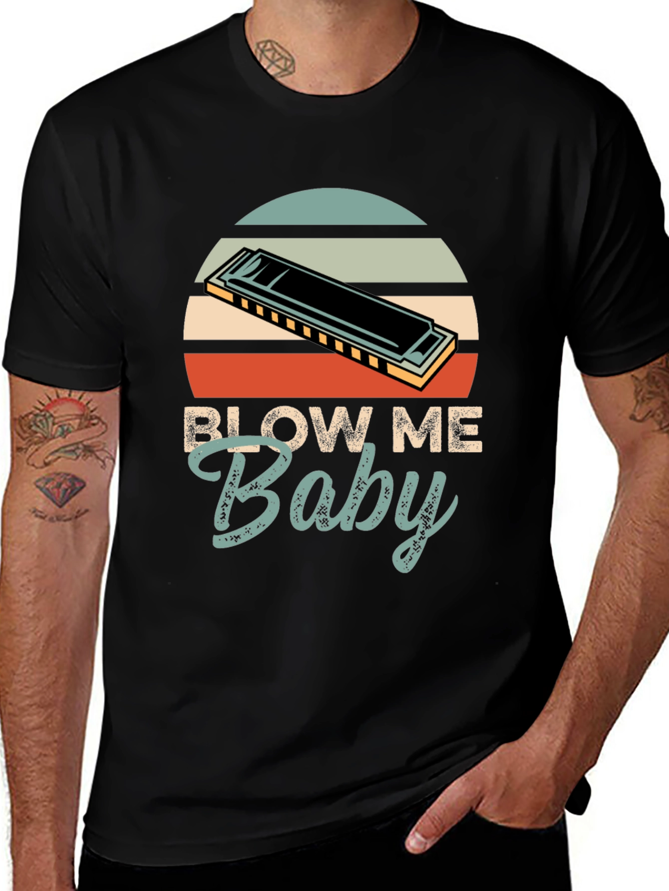 Variant 22 of Blow Me Baby Harmonica Graphic Tee - Retro Style