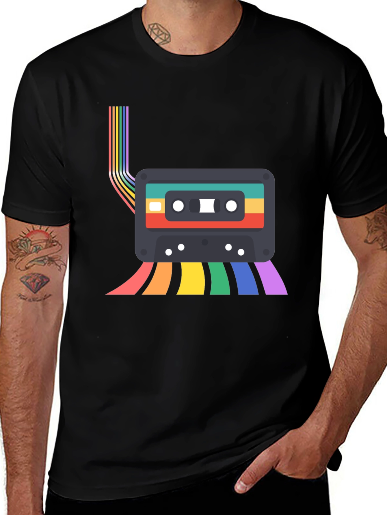 Variant 18 of Retro Cassette Tape Rainbow T-Shirt