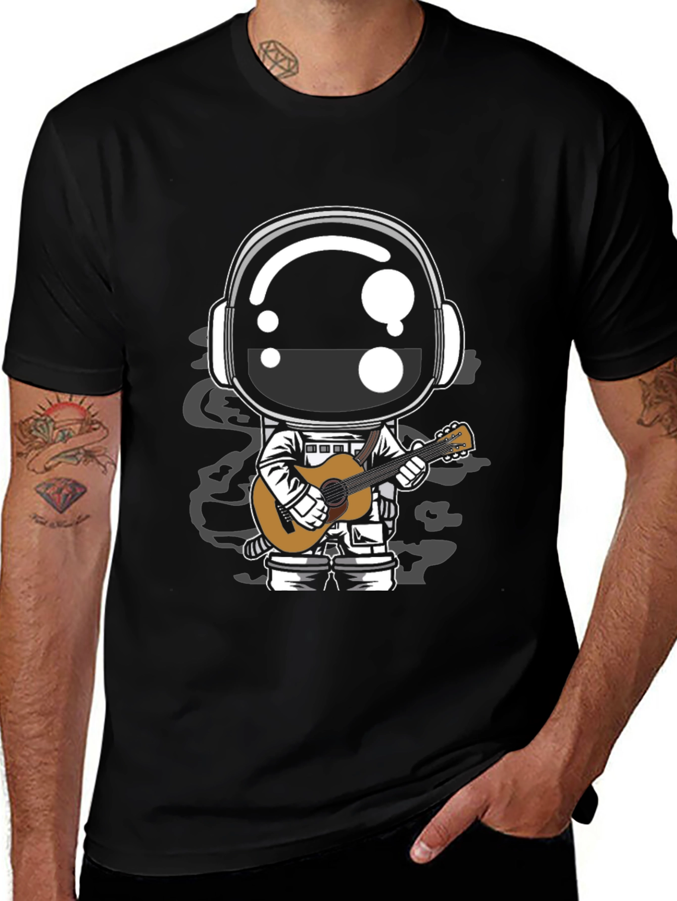 Variant 14 of Astronaut Guitarist Graphic Tee - Black